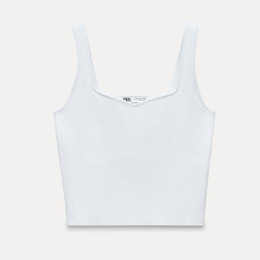 Zara Basic Knit White Crop Top